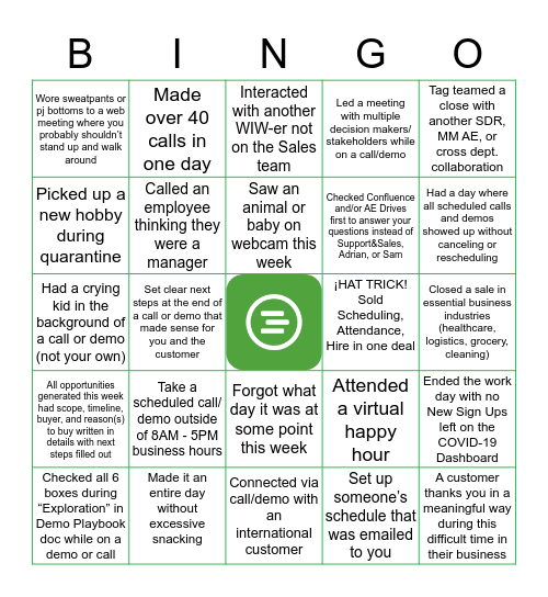 SBAE BINGO Card