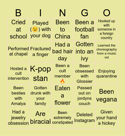 PEACHLAR BINGO‼️ Bingo Card