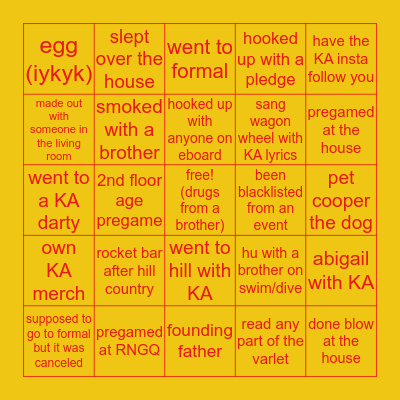 KA GROUPIE BINGO Card