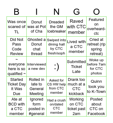 CTC BINGO Card
