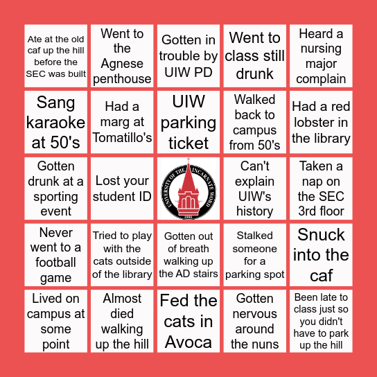 U I W Bingo Card