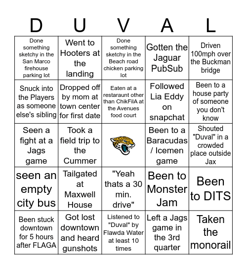 Jax Bingo Card