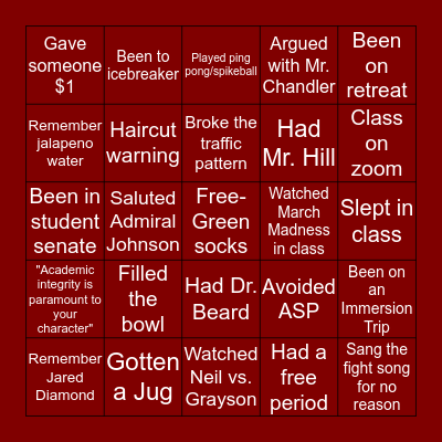 The Jez BINGO Card