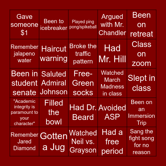 The Jez BINGO Card