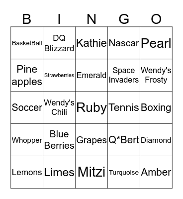 House Lock-down Bingo Card