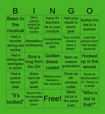 Winch Bingo Card