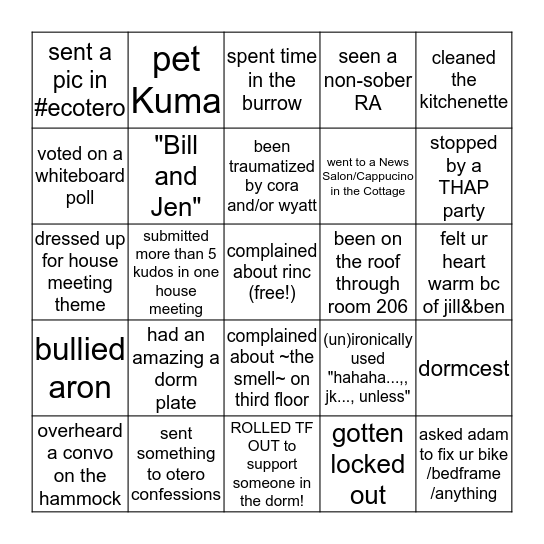 Otero Bingo Card