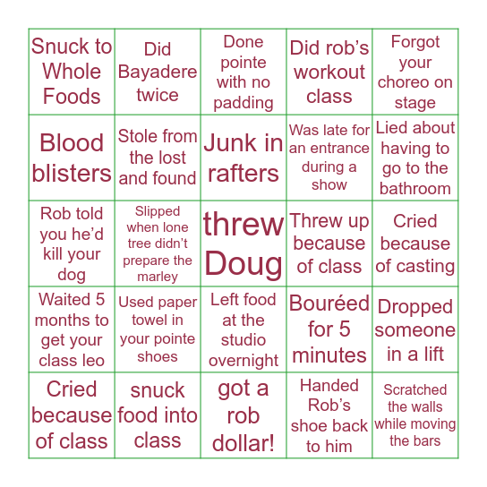 DAB Bingo ✨🩰 Bingo Card