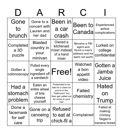 Have you ever... Bingo Card