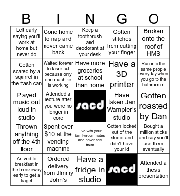 SACD Bingo! Bingo Card