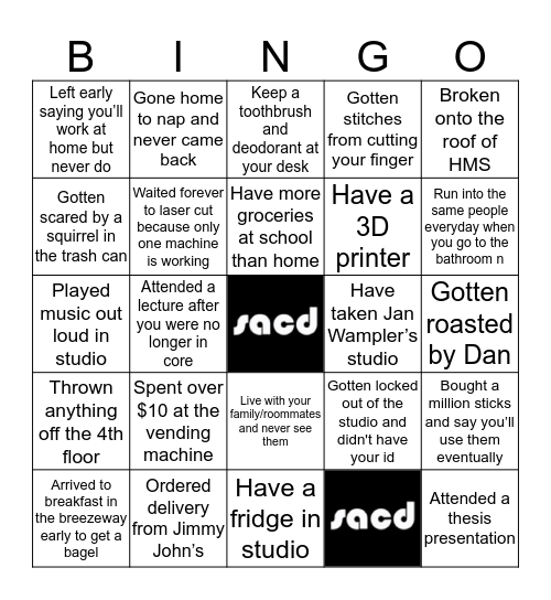 SACD Bingo! Bingo Card