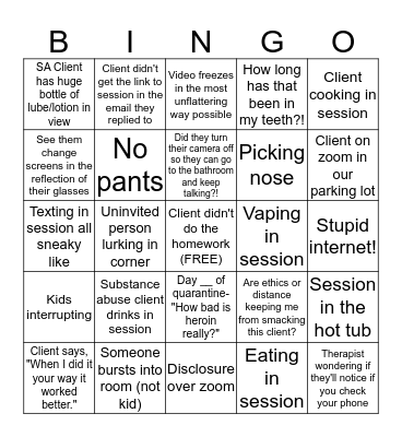 Teletherapy from Home Bingo! Bingo Card