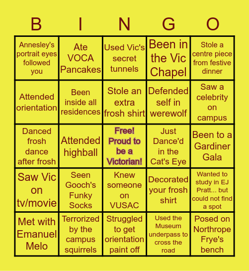 How Victorian Are You? Bingo Card