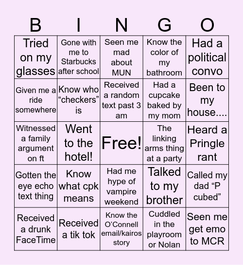 Carolina’s bingo 🖐🖐 Bingo Card