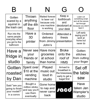 SACD Bingo! Bingo Card