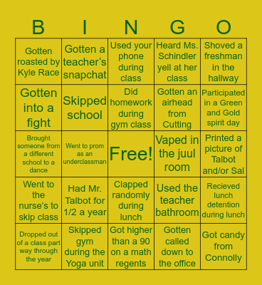 Greene CSD Bingo Card