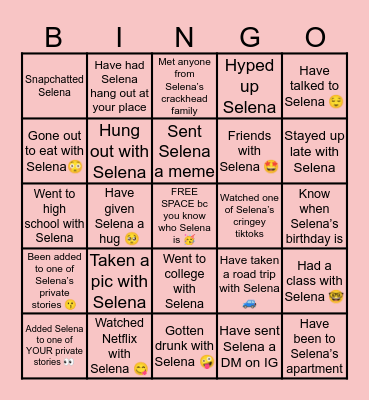 SELENA BINGO Card