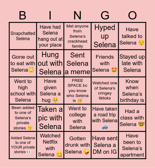 SELENA BINGO Card