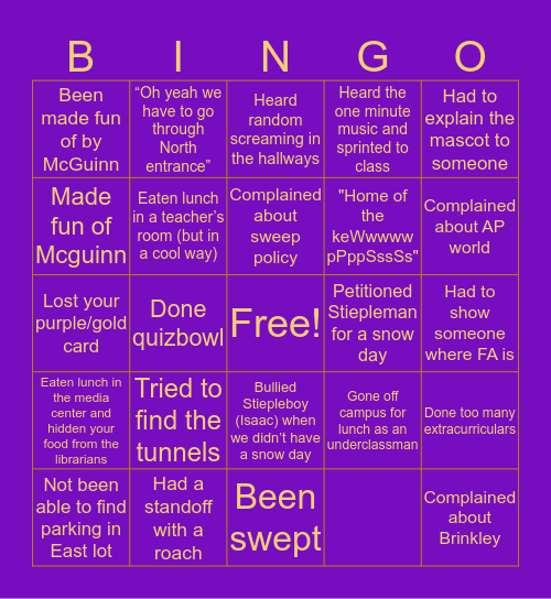 Hickman Bingo Card