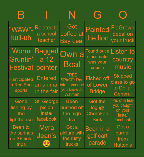 Wakulla Bingo Card