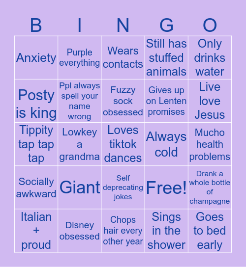 Katherine Bingo Card