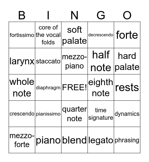 Music Bingo! Bingo Card