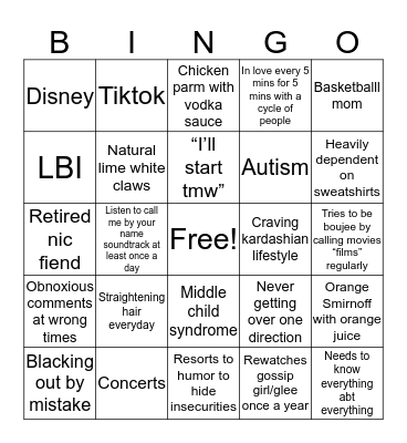 Caroline Bingo Card