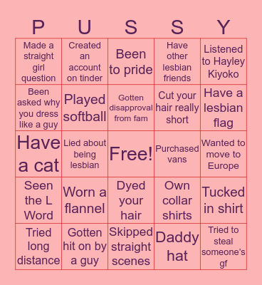 Lesbian Bingo Card
