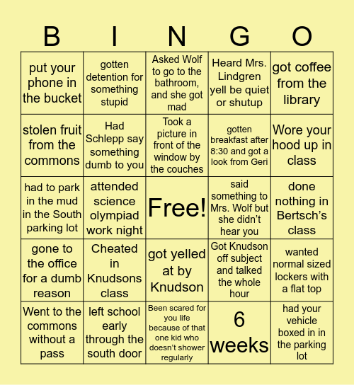 Kulm Bingo Card