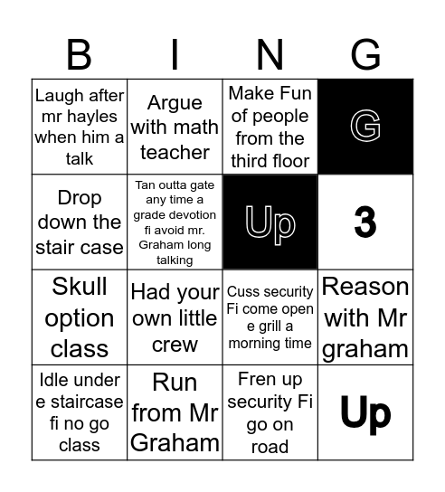 Central high Grade 10 edition Bingo Card