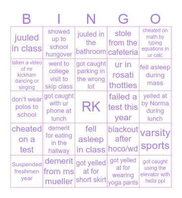 if u r a rosati hoe Bingo Card