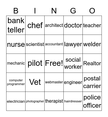 Careers Bingo Card