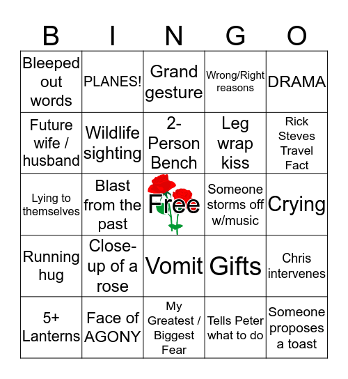 Bachelor Bingo 3/26 Bingo Card