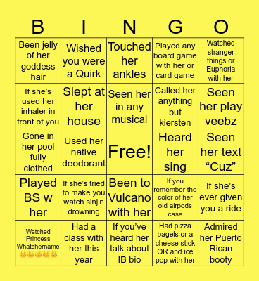 Kier Kier the Kitty Cat’s Bingo Card