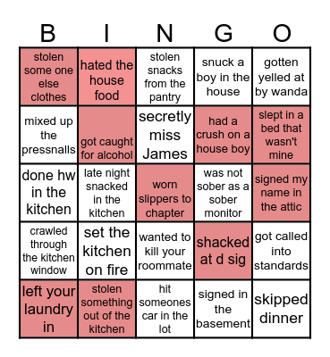 DZ House Check Bingo Card