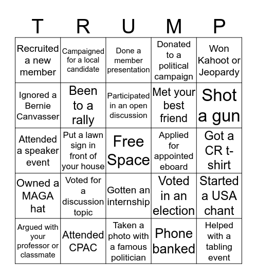 College Republicans Bingo Card