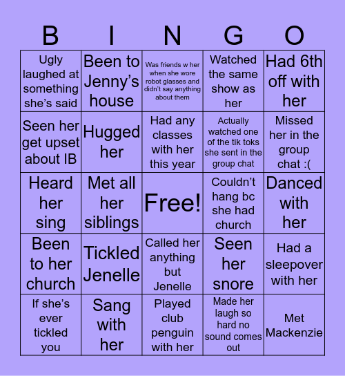 Jenji’s Bingo ☺️☺️ Bingo Card