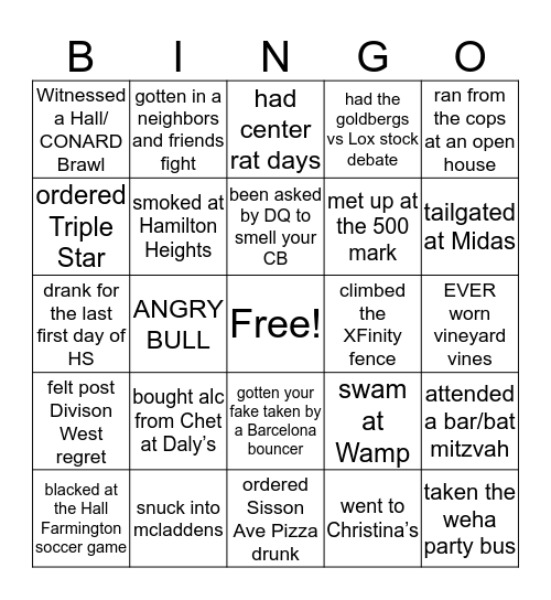 WEHA BINGO Card