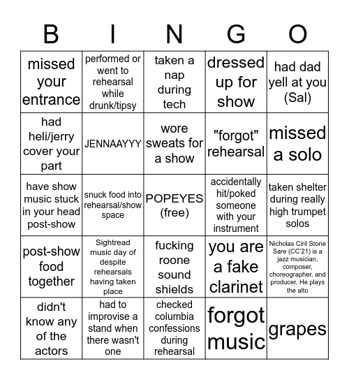 PIT BINGO Card