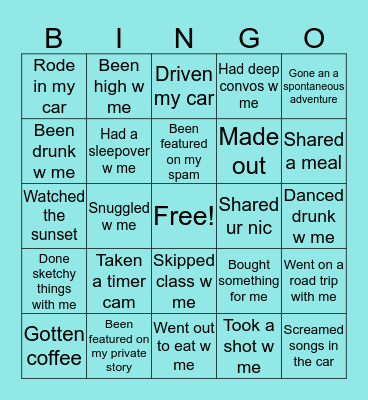Have you ever....with me 🤪 Bingo Card
