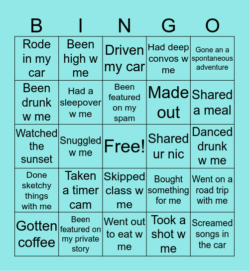 Have you ever....with me 🤪 Bingo Card