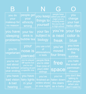 ✨zai’s similarity bingo✨ Bingo Card