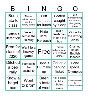 PARKWAY WEST BINGO Card