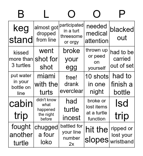 How hard is your shell? Bingo Card