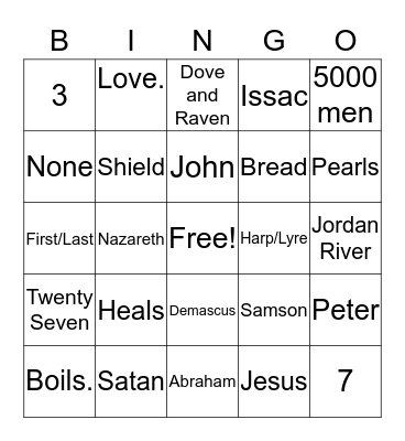 Bible Bingo Card