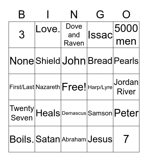Bible Bingo Card
