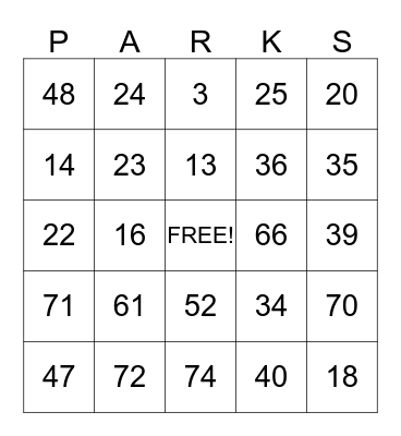 OPA PICNIC 2014 Bingo Card