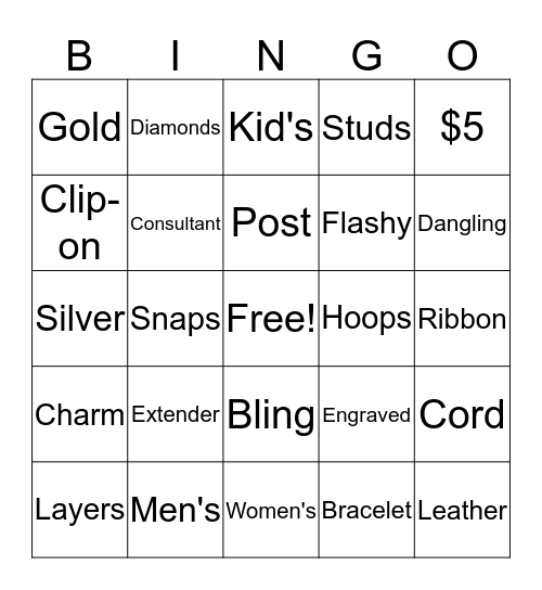 PAPARAZZI BLINGO Bingo Card