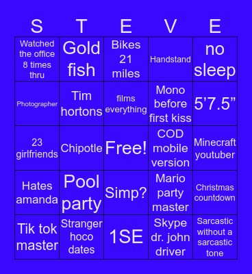 Steven Bingo Card