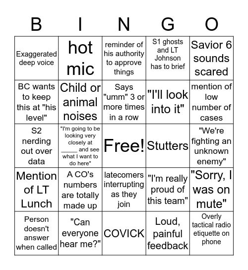 COVICK BINGO Card